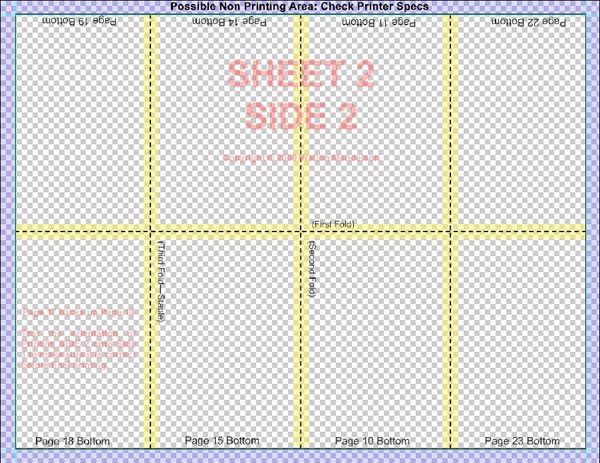 Template for a 2 3/4 X 4 1/4 inch booklet